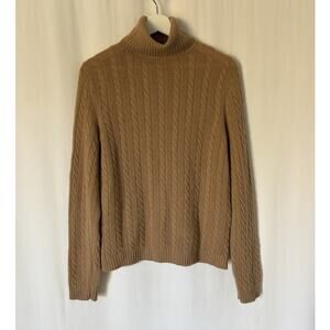 Ann Taylor Cashmere Sweater Medium Turtleneck Cable Knit Relaxed Stretch